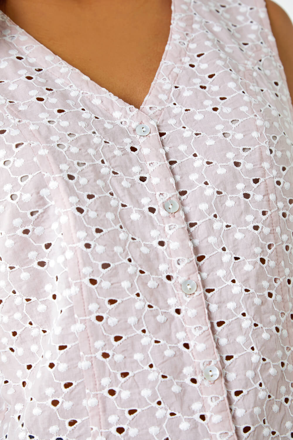 Light Pink Sleeveless Embroidered Cotton Blouse, Image 5 of 5