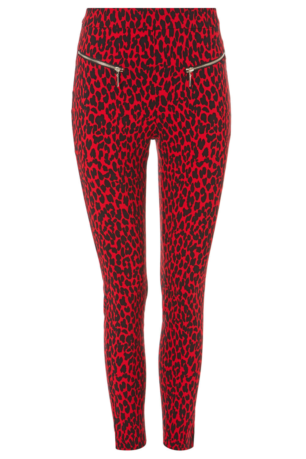 Red Animal Print Full Length Trousers , Image 5 of 5