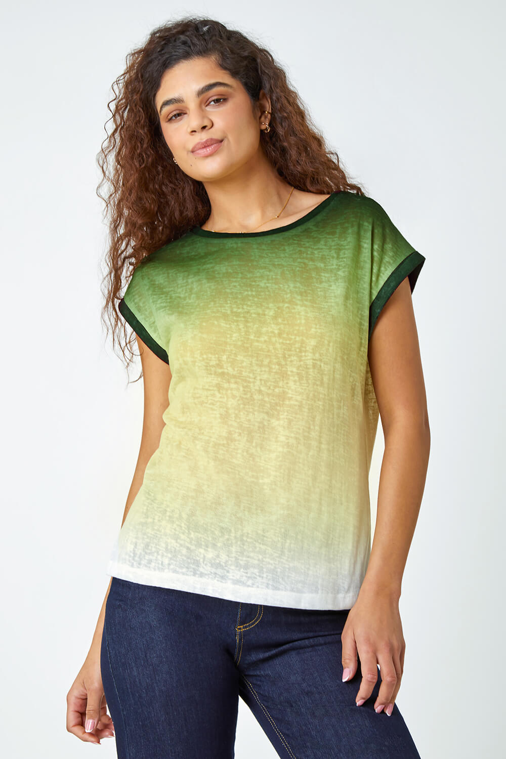 Green Ombre Print Stretch T-Shirt, Image 4 of 5