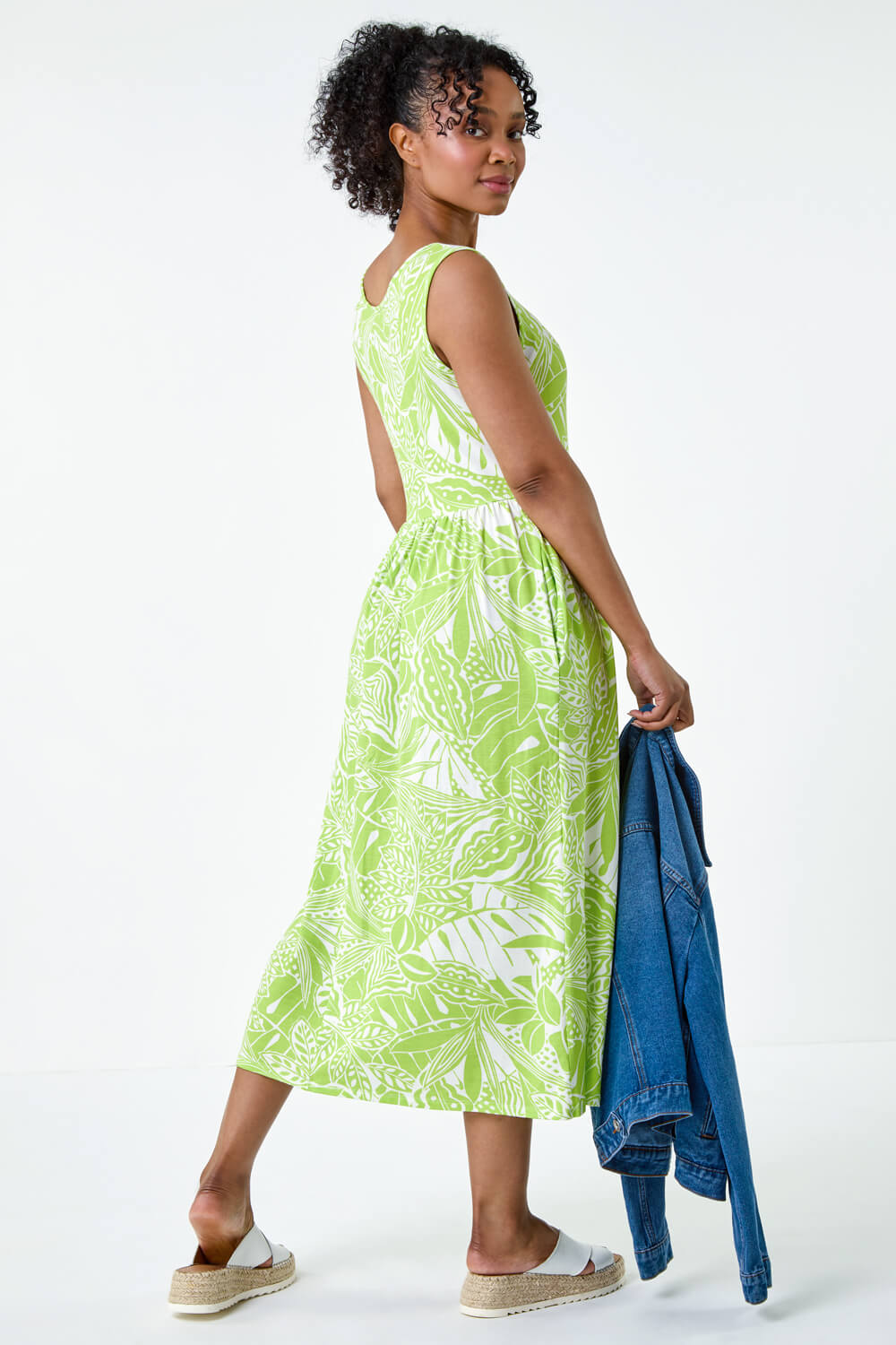 Lime Petite Tropical Stretch Jersey Pocket Dress, Image 2 of 4