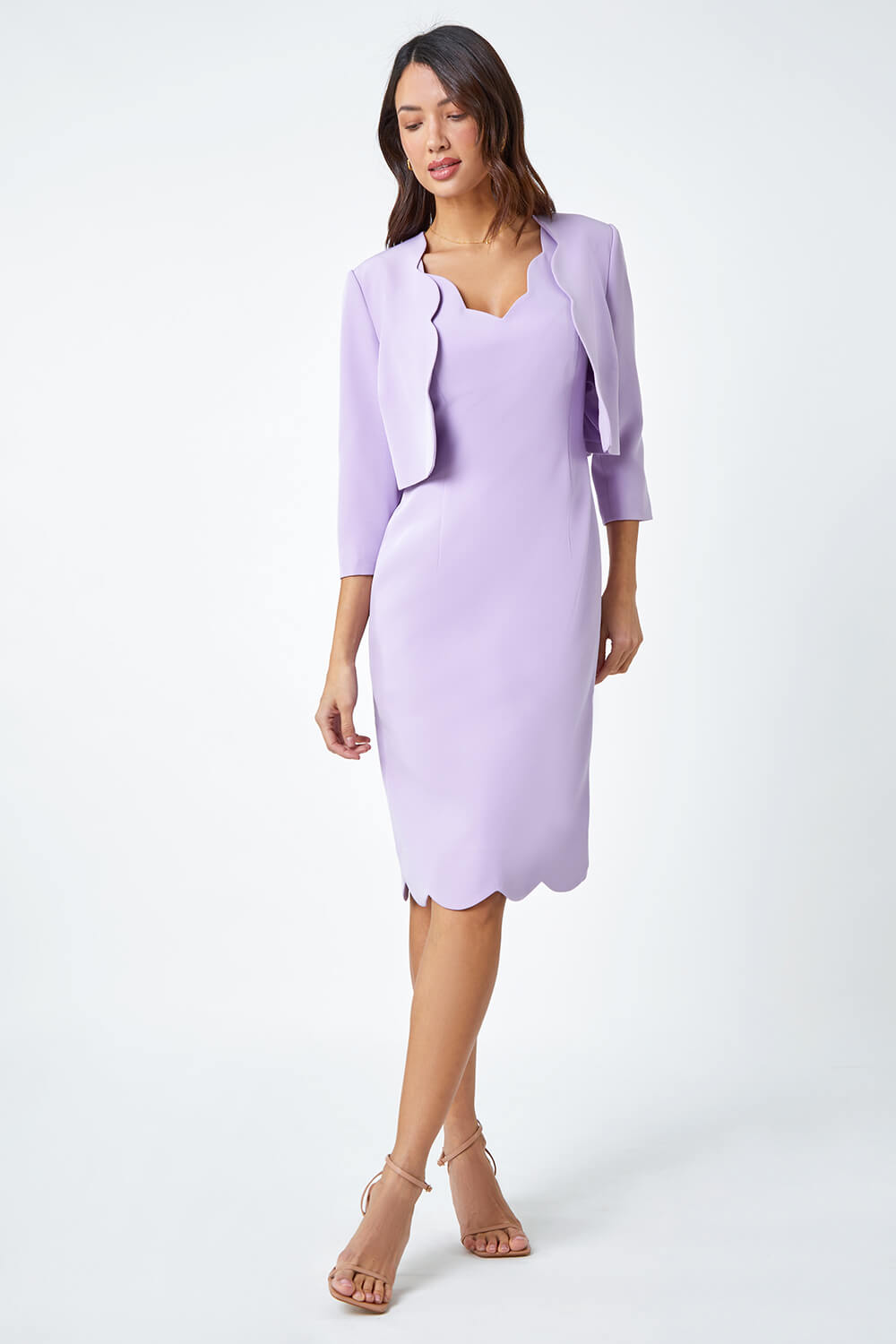 Lilac Cropped Scallop Edge Smart Jacket, Image 6 of 6
