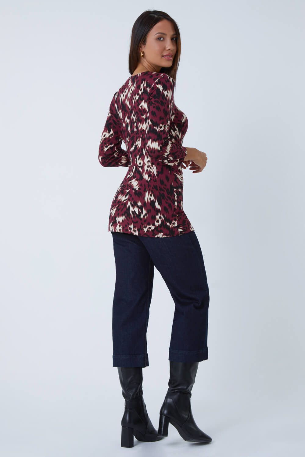 Port Abstract Print Side Twist Stretch Top , Image 3 of 5