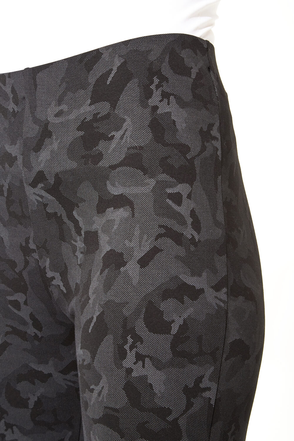 Camo Print Full Length Stretch Trousers in Black - Roman Originals UK