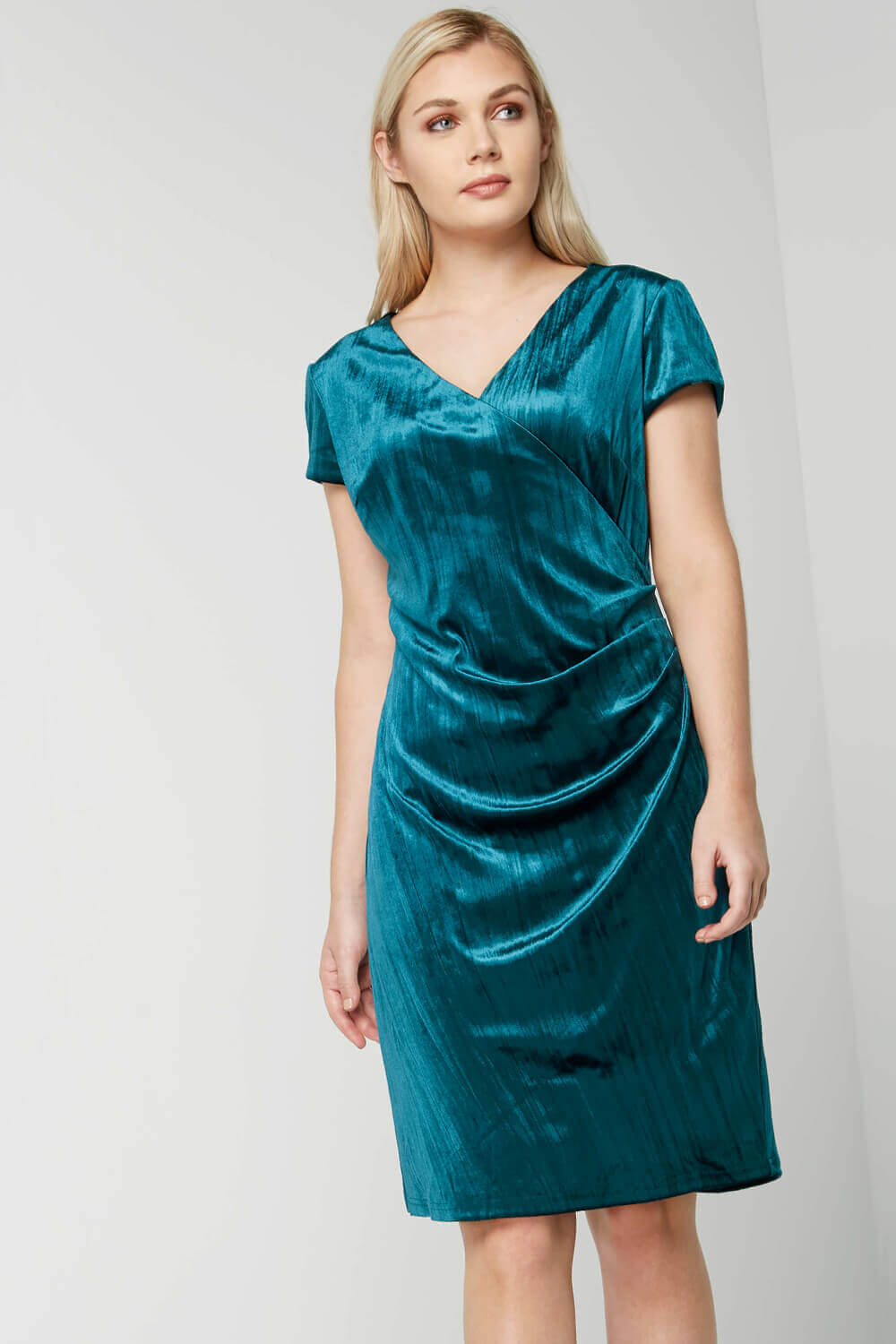 Crushed Velvet Wrap Dress Buy Yours Curve Green London Crushed Velvet Wrap  Dress From Next