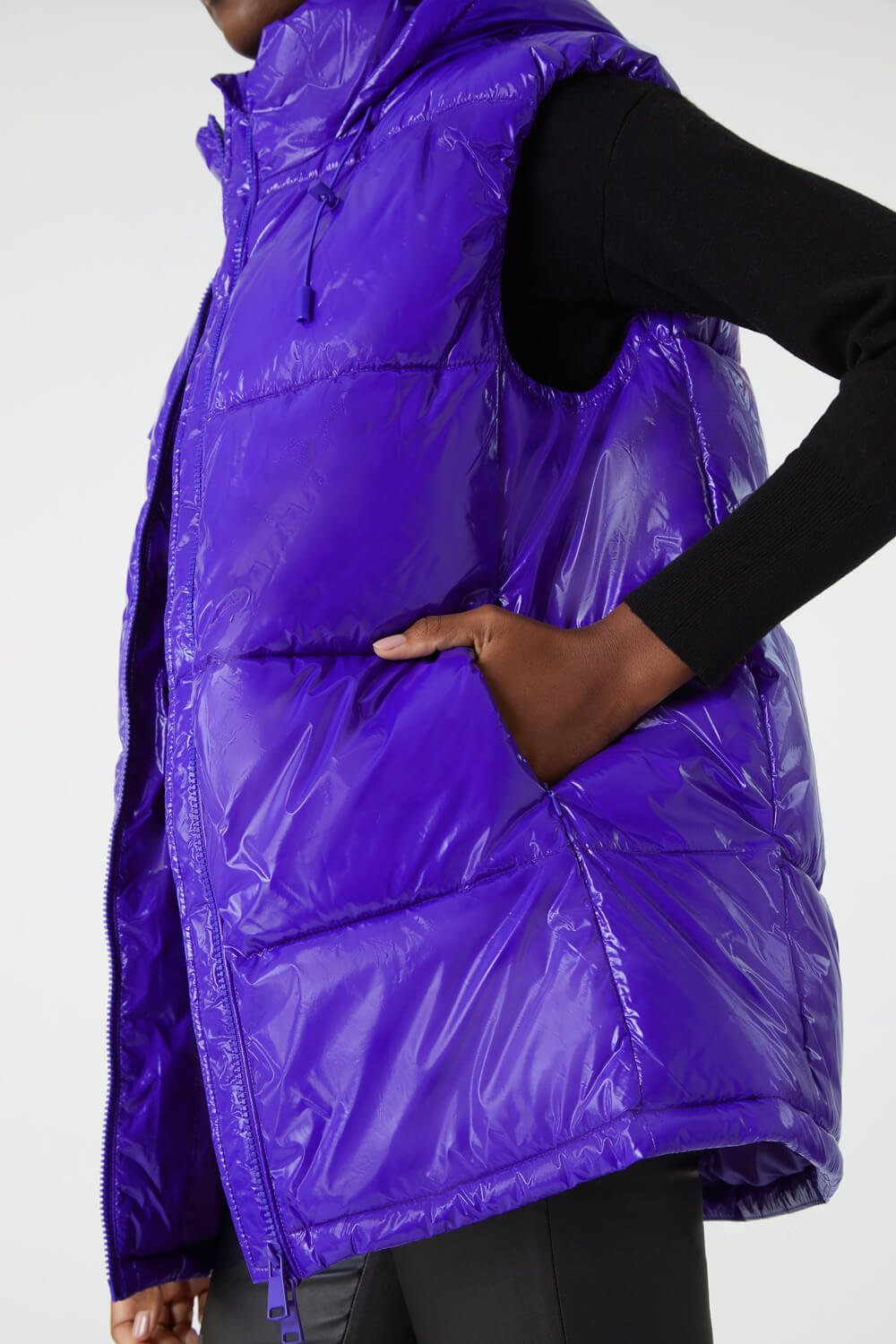 Purple Patent Hooded Gilet, Image 5 of 6
