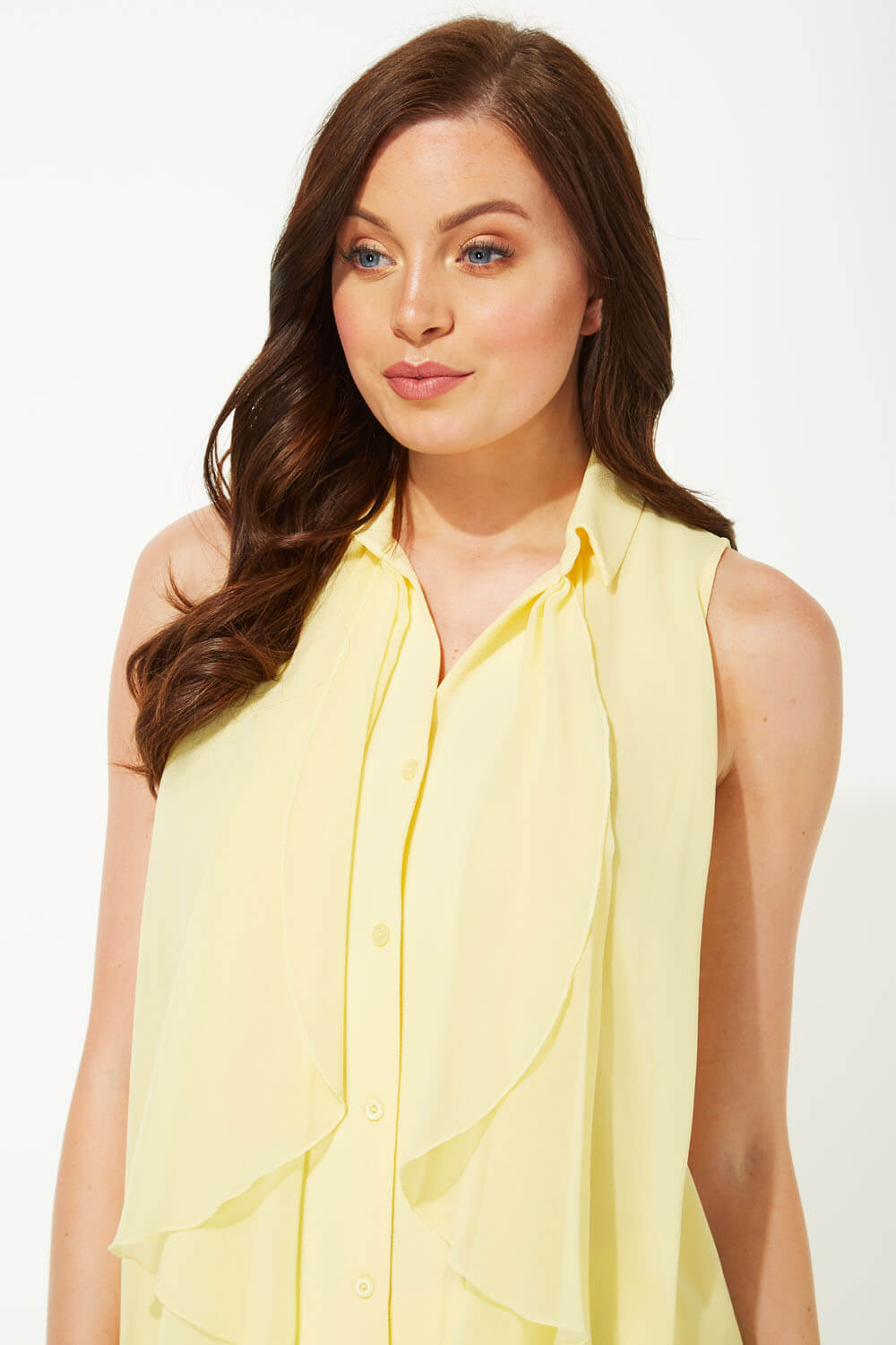 Lemon  Waterfall Front Button Up Blouse, Image 4 of 5