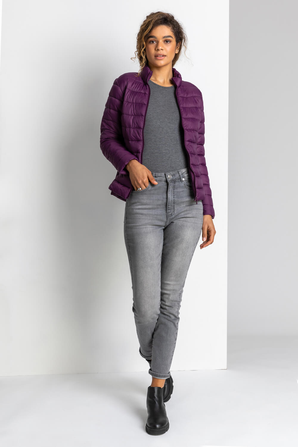 Purple Lightweight Padded Coat, Image 2 of 7