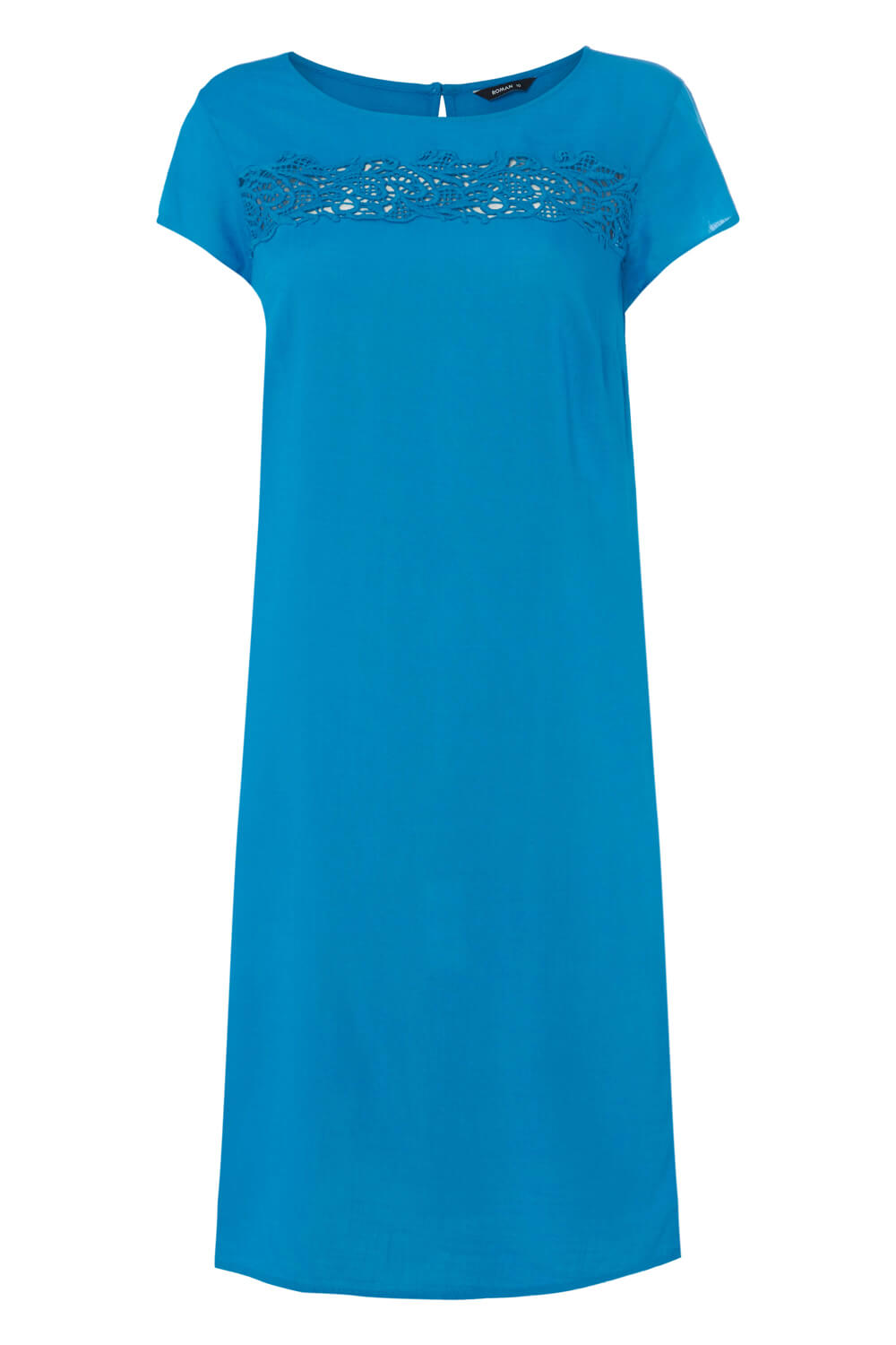 Lace Insert Shift Dress In Turquoise Roman Originals Uk