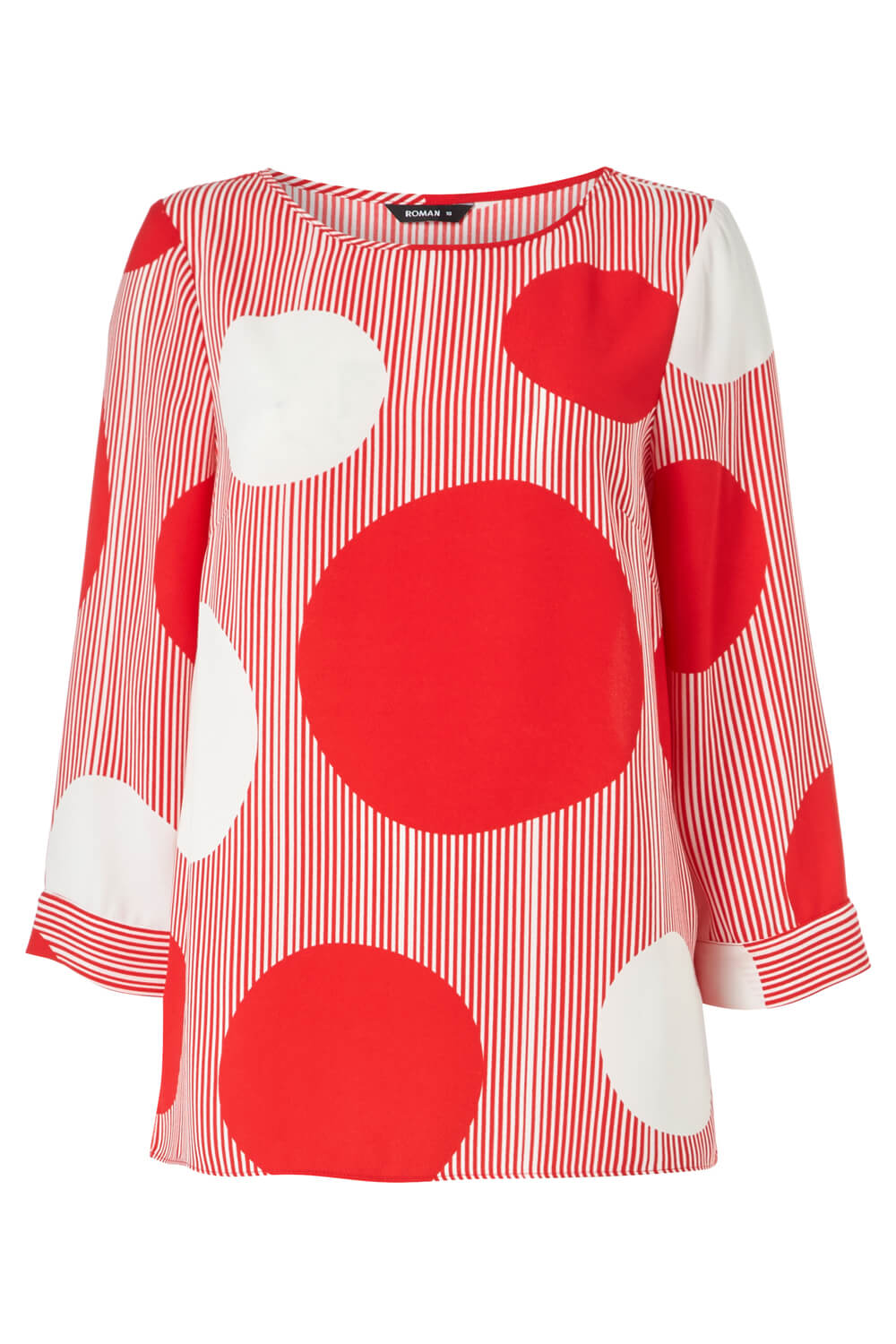 Red Spot Print 3/4 Sleeve Top, Image 4 of 8