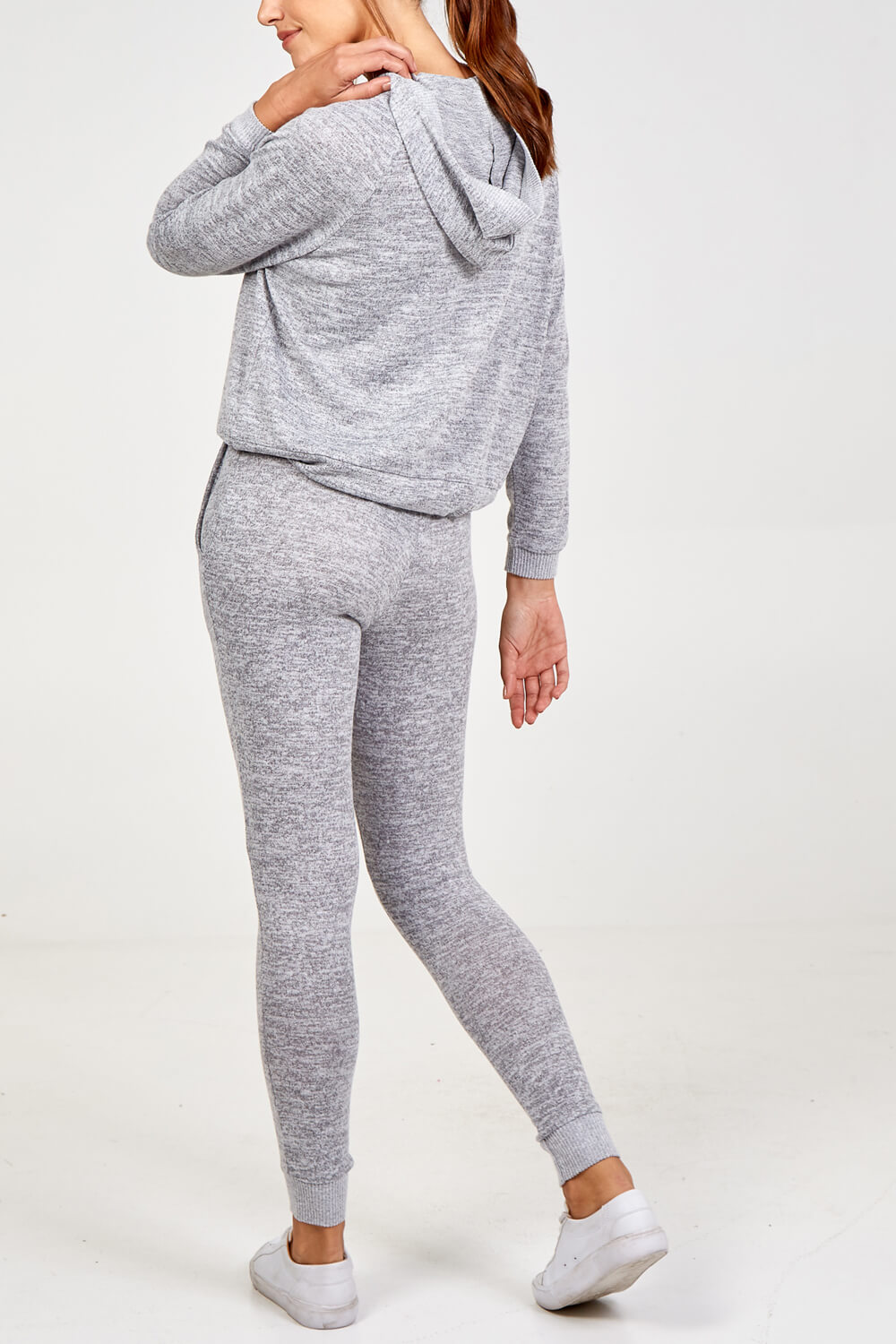 Light Grey Tie Front Hooded Lounge Top, Image 3 of 3
