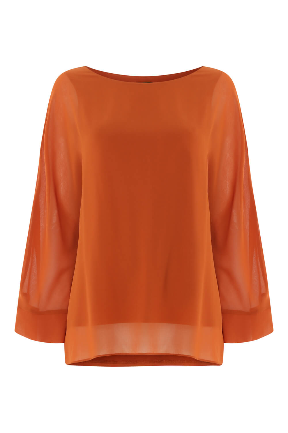 Copper Long Sleeve Overlay Chiffon Top, Image 4 of 4