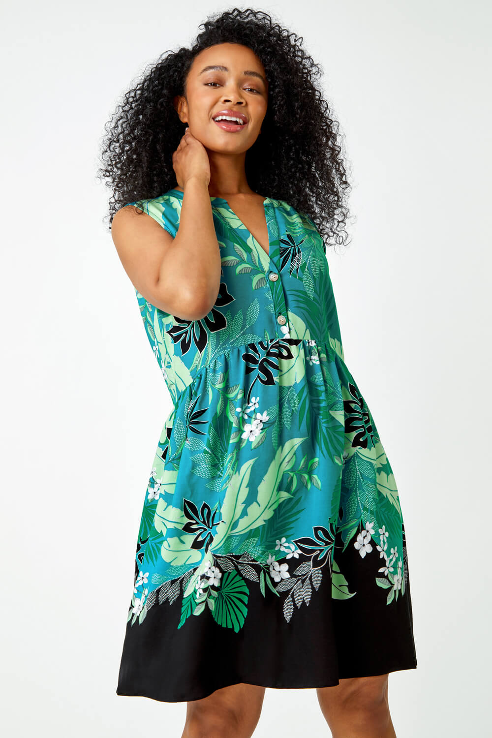 Petite Tropical Print Tunic Dress