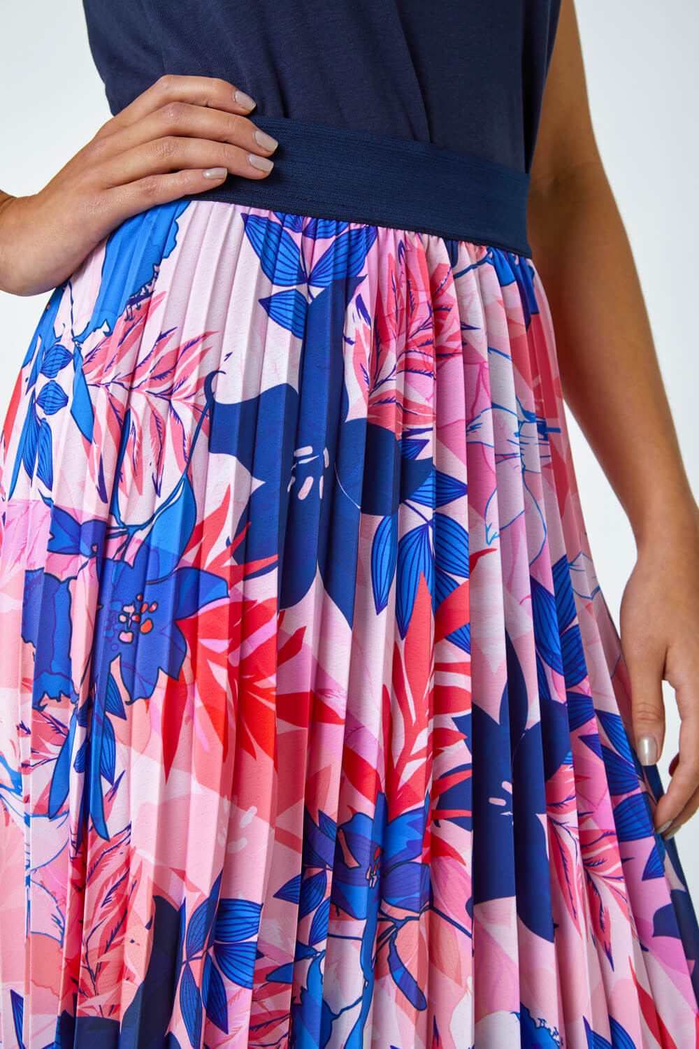 PINK Petite Pleated Floral Midi Skirt, Image 5 of 5