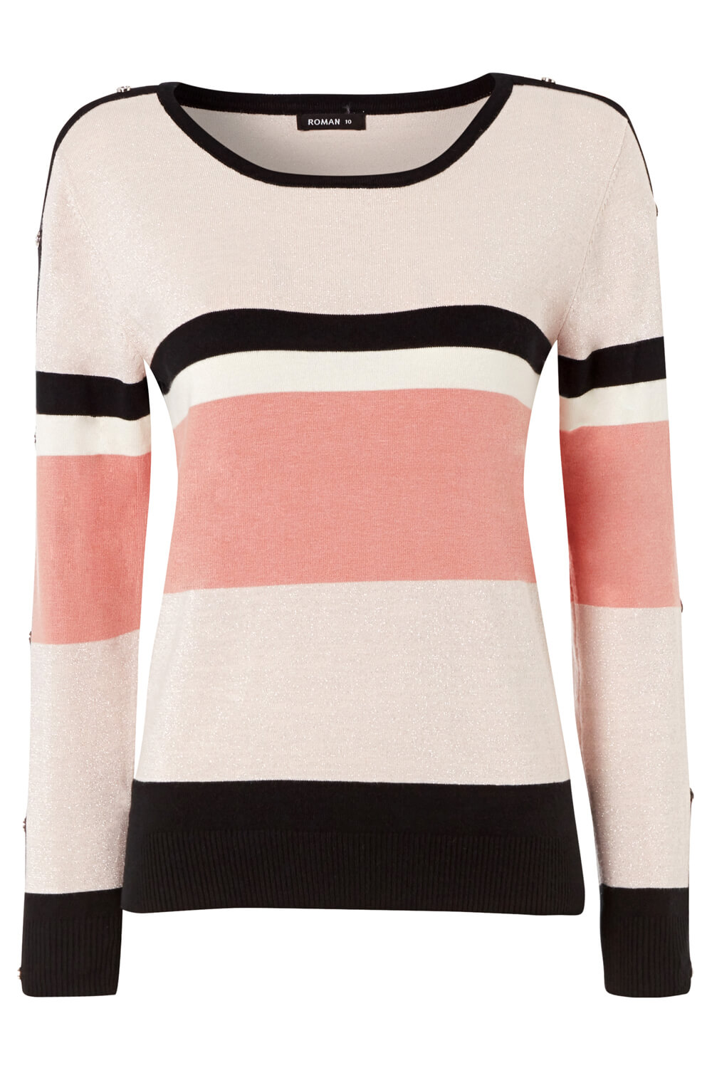 Colour Block Striped Jumper in Pink Roman Originals UK
