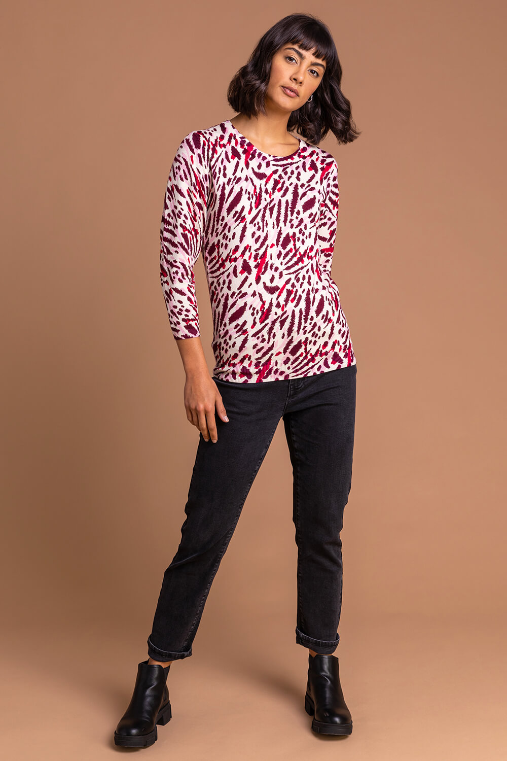Red Abstract Animal Print Jumper, Image 3 of 4