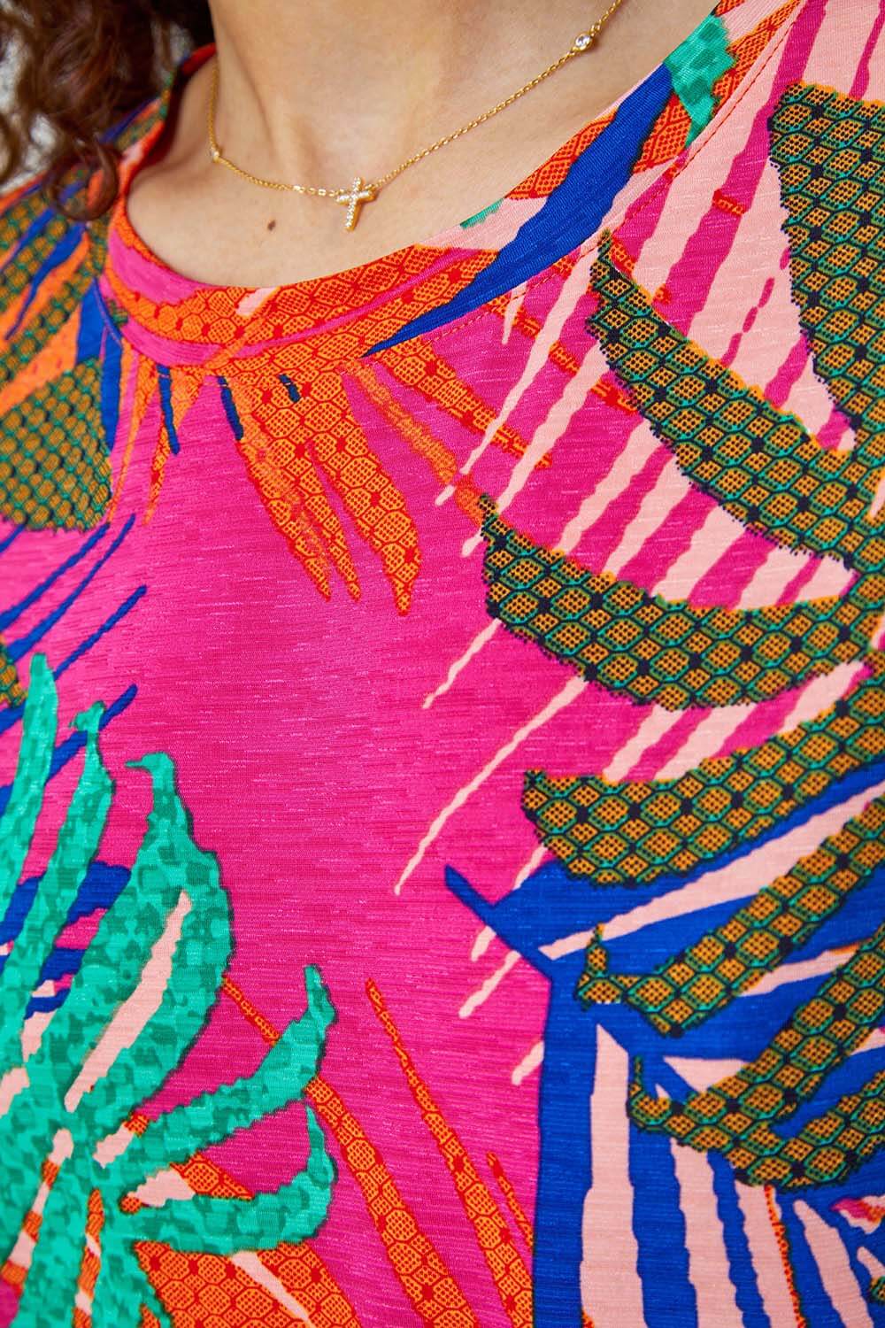 PINK Tropical Print Cocoon Stretch Top, Image 5 of 5