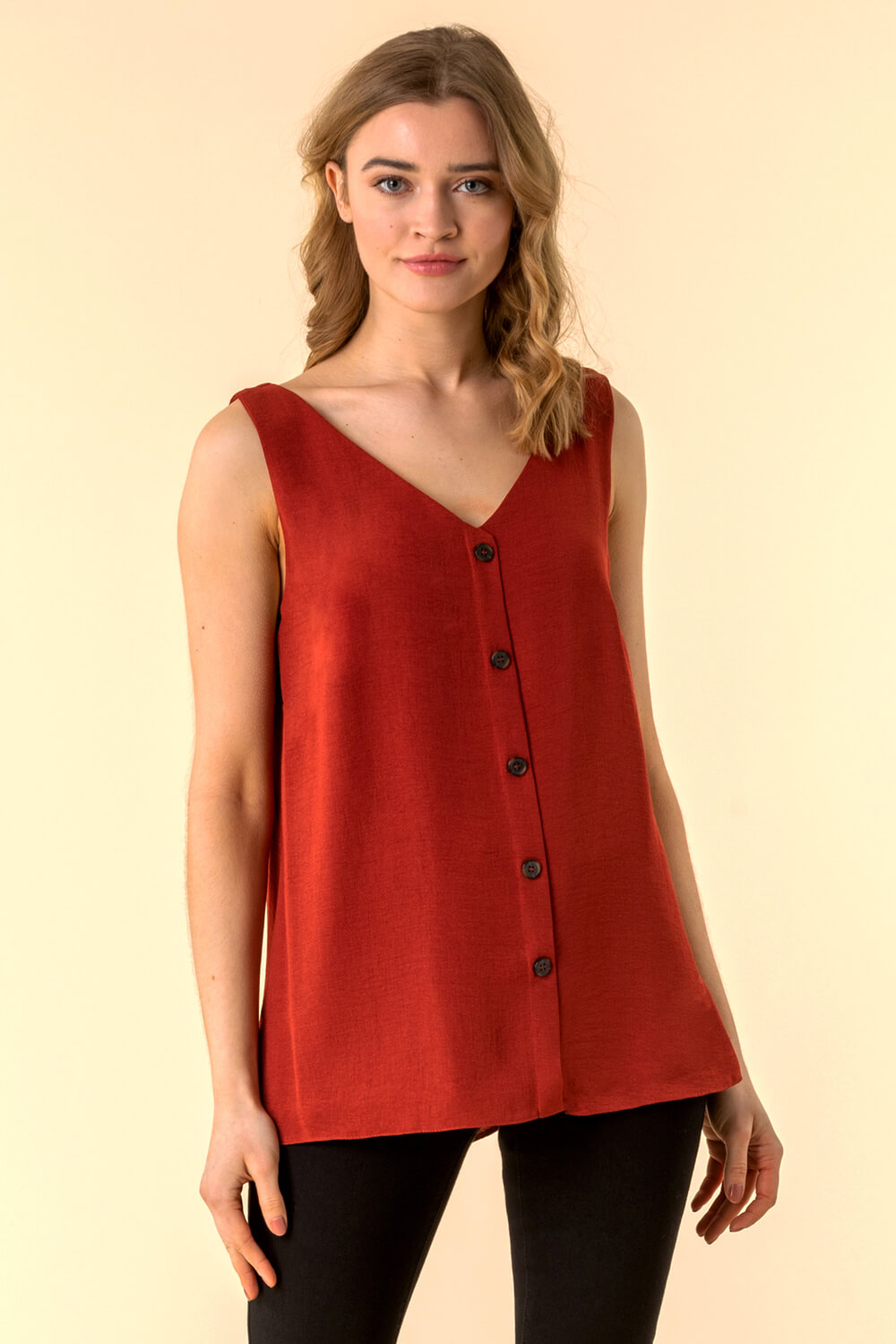 Button Front Sleeveless Top