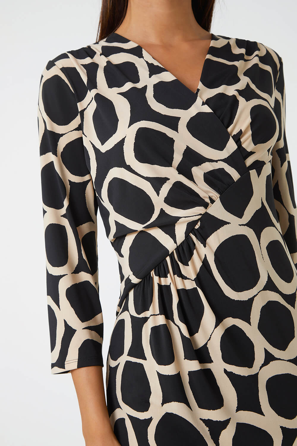 Stone Abstract Print Ruched Stretch Dress, Image 5 of 5