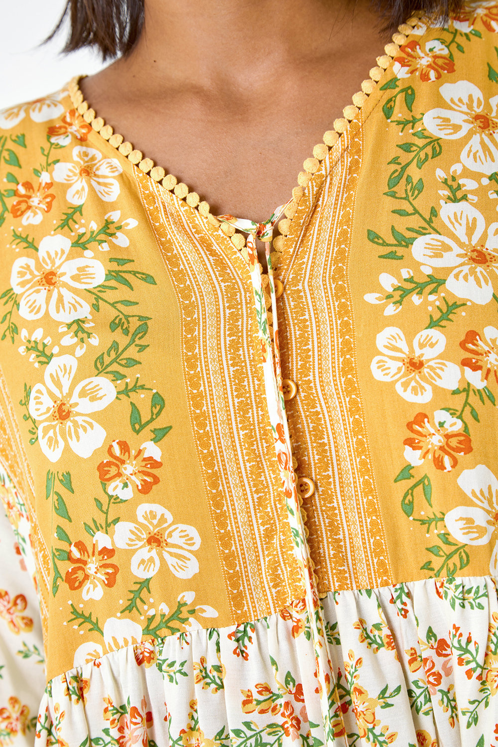 Yellow Floral Border Print Overshirt, Image 5 of 5