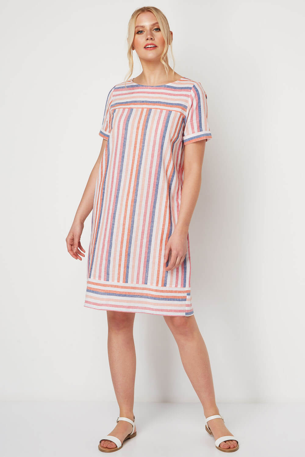 Multi Coloured Striped Linen Tunic, Image 2 of 5