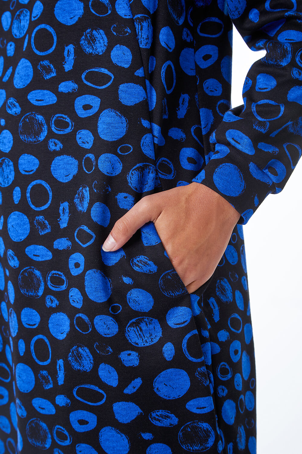 Royal Blue Spot Pocket Detail Shift Dress, Image 5 of 5