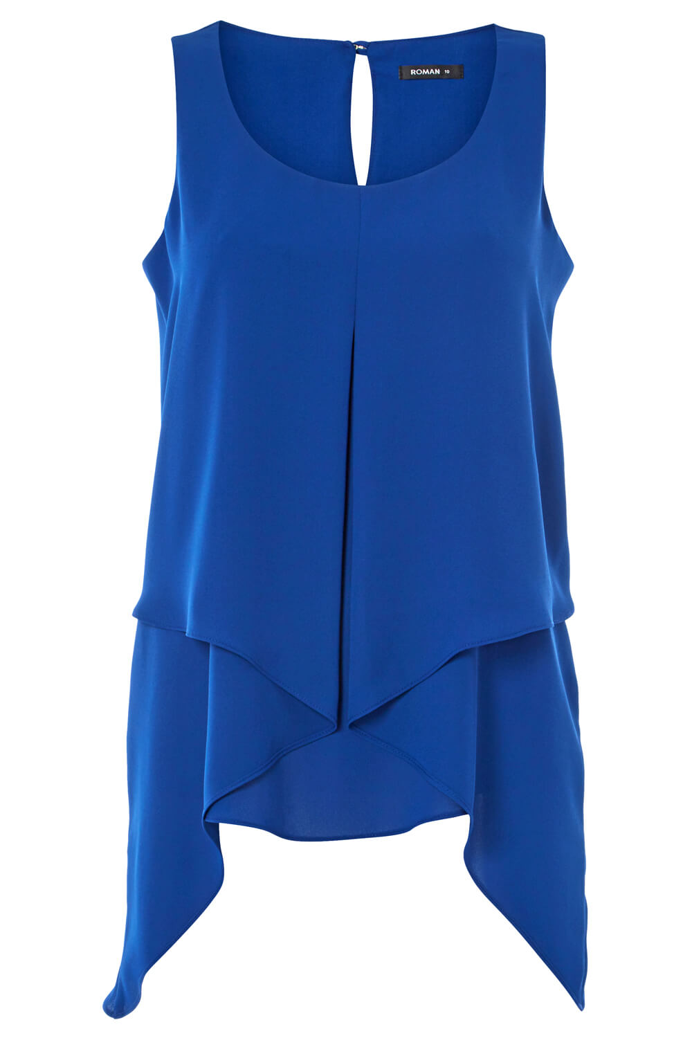 Midnight Blue Asymmetric Sleeveless Vest Top, Image 4 of 4