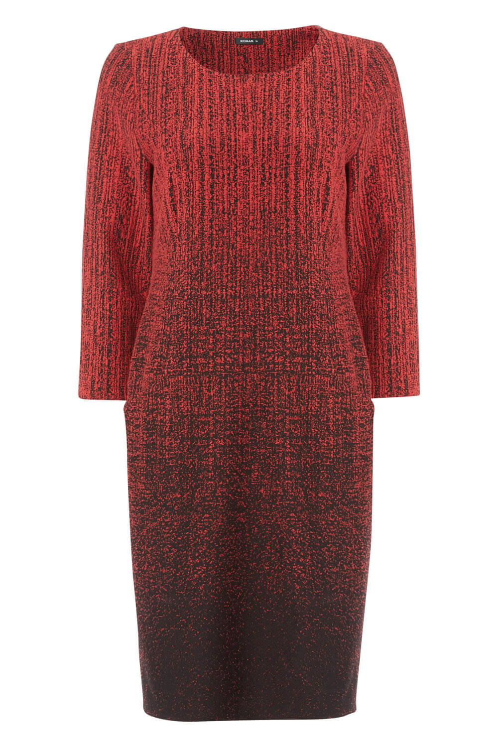 Red Ombre Textured Shift Dress, Image 4 of 5