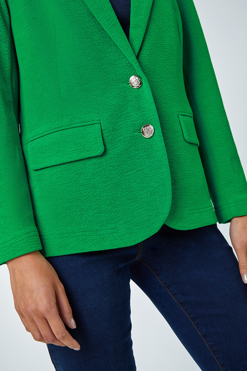 Green Petite Textured Stretch Blazer | Petite UK