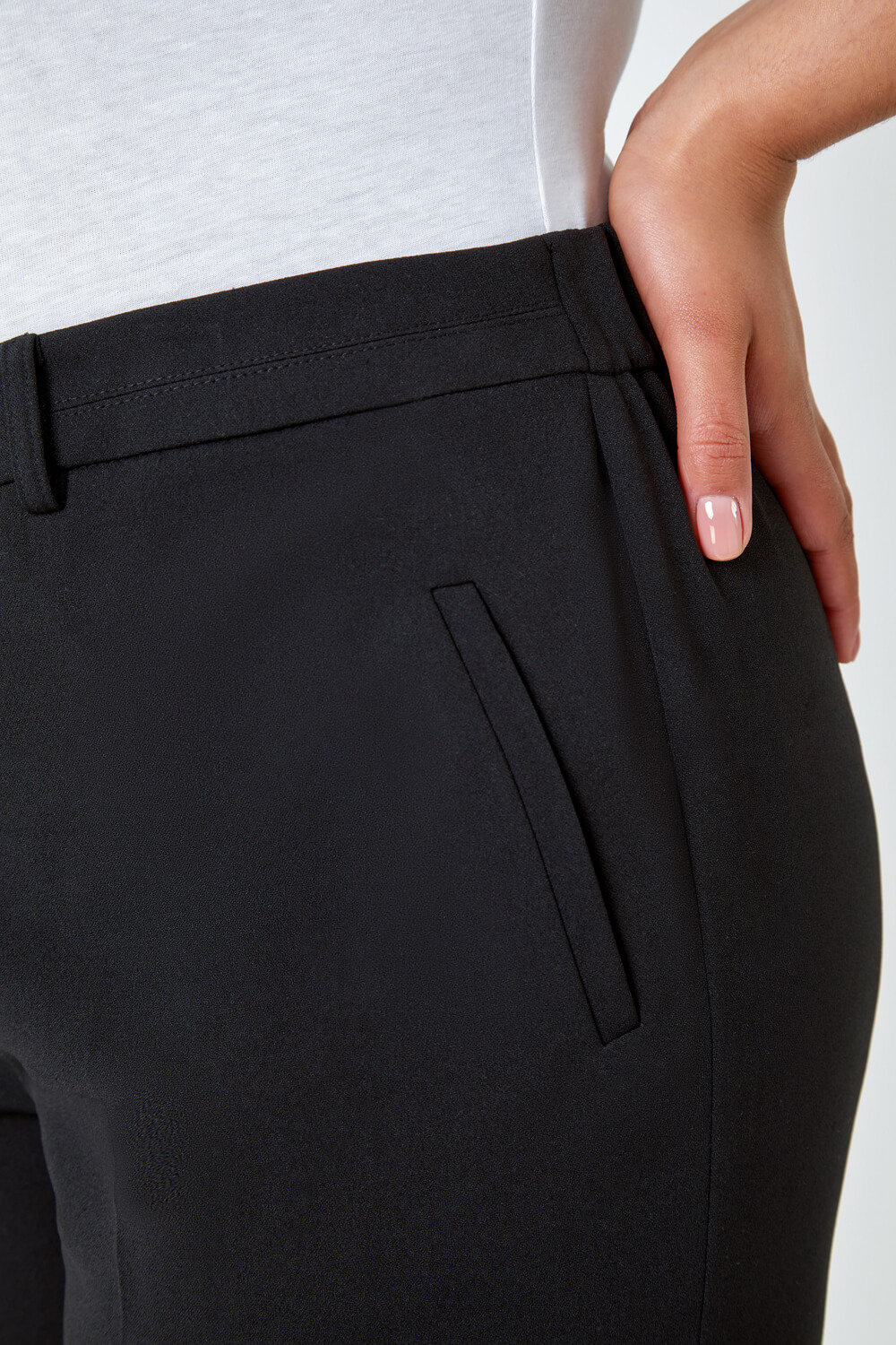 Black Curve Straight Smart Trousers, Image 5 of 6