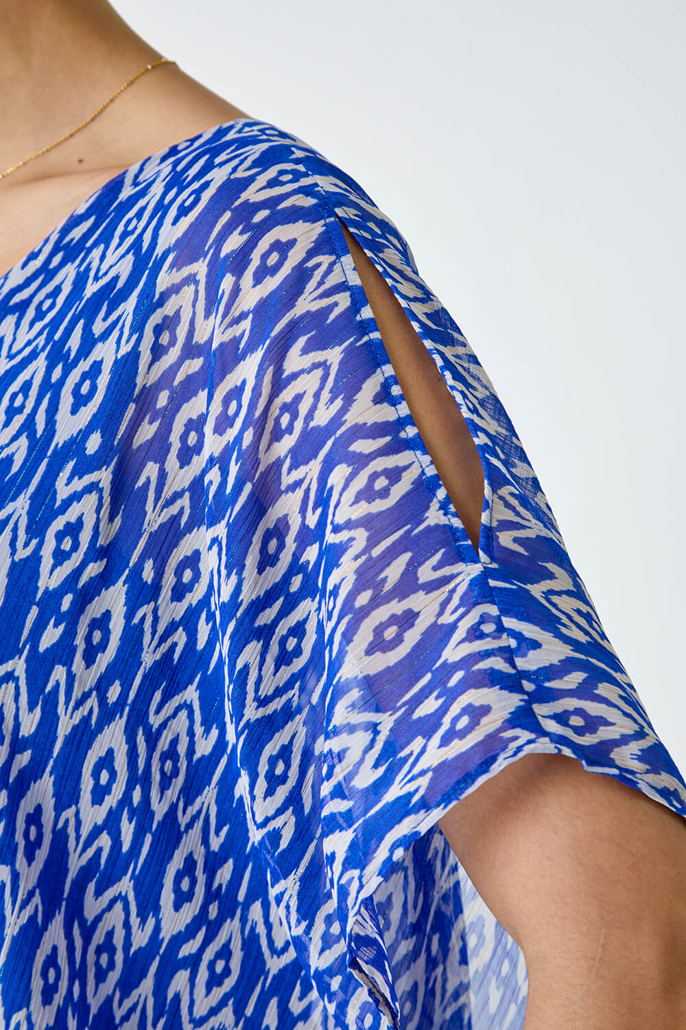 Blue Abstract Print Overlay Top, Image 5 of 5