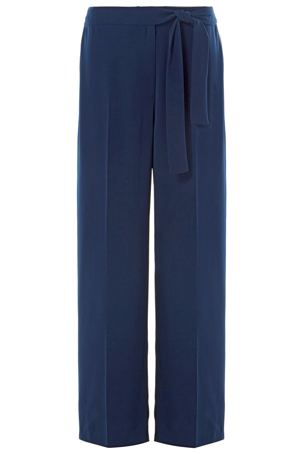 Navy  Side Tie Waist Trousers, Image 4 of 4