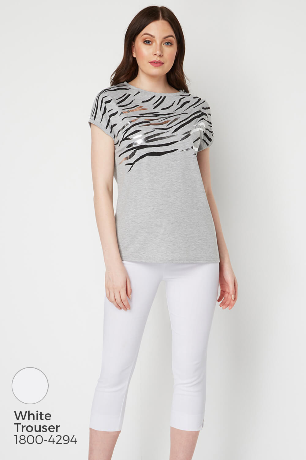 Grey Foil Zebra Print T-Shirt, Image 6 of 7