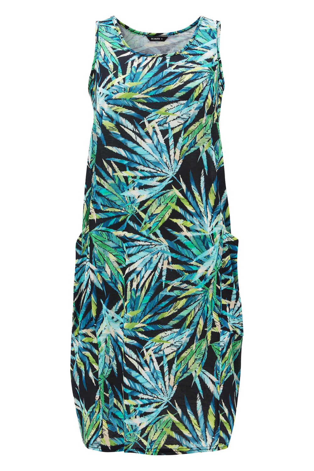 Green Leaf Print Slouch Dress, Image 5 of 5