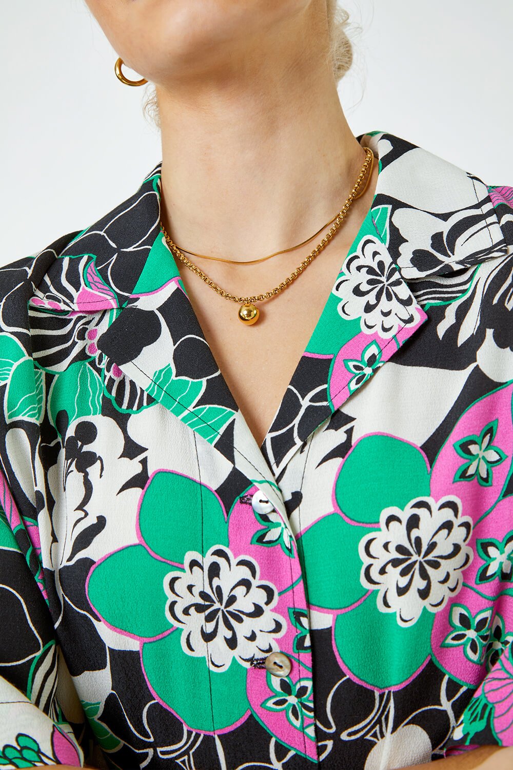 Black Relaxed Floral Print Shirt, Image 5 of 6