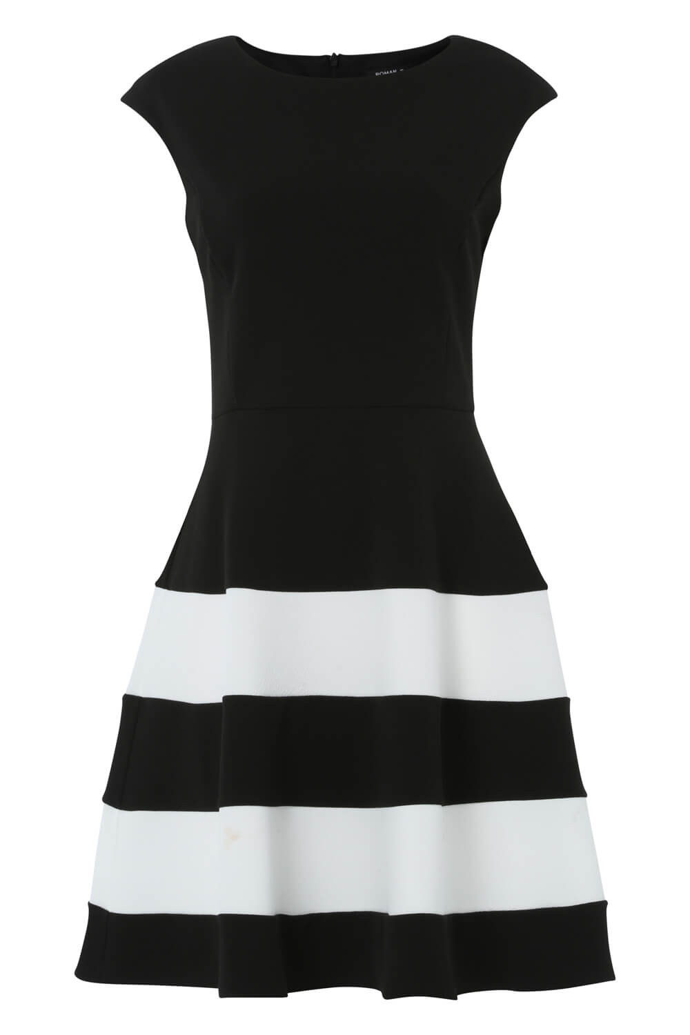 Black Colour Block Fit And Flare Dress, Image 4 of 4