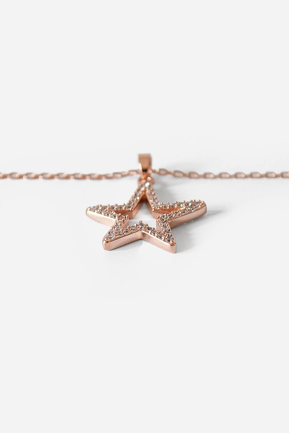 Rose Gold Cubuic Zirconia Star Necklace, Image 2 of 3