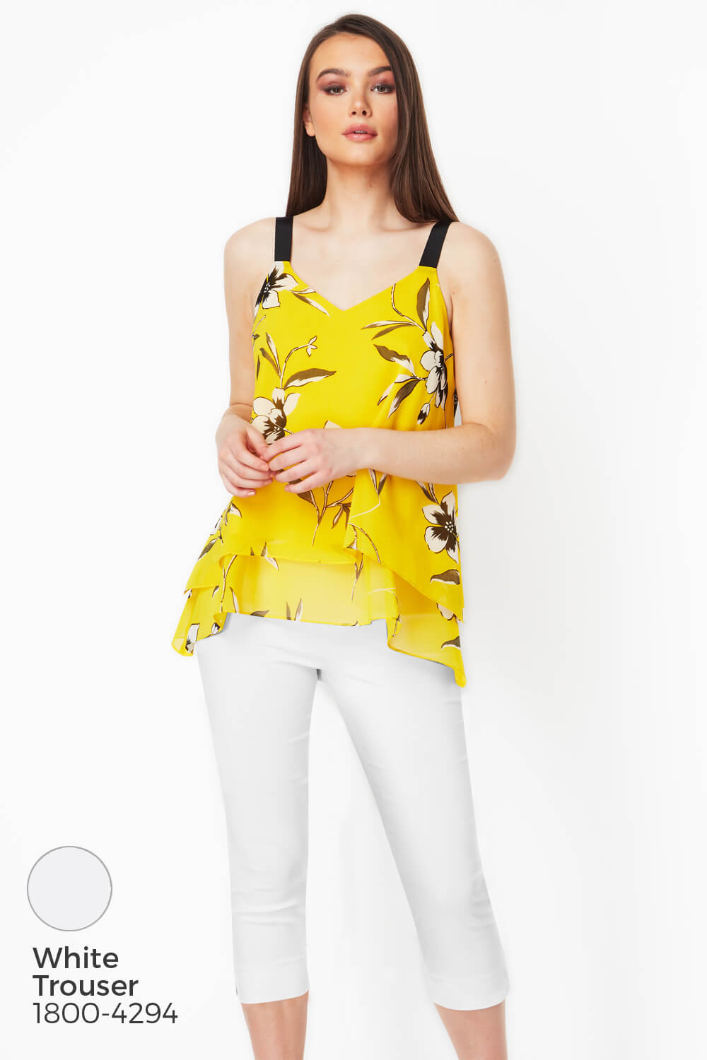Yellow Double Layer Floral Vest Top , Image 6 of 9