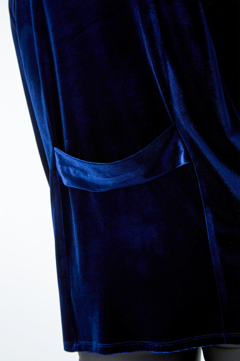 Midnight Blue Petite Velvet Waterfall Jacket, Image 5 of 5