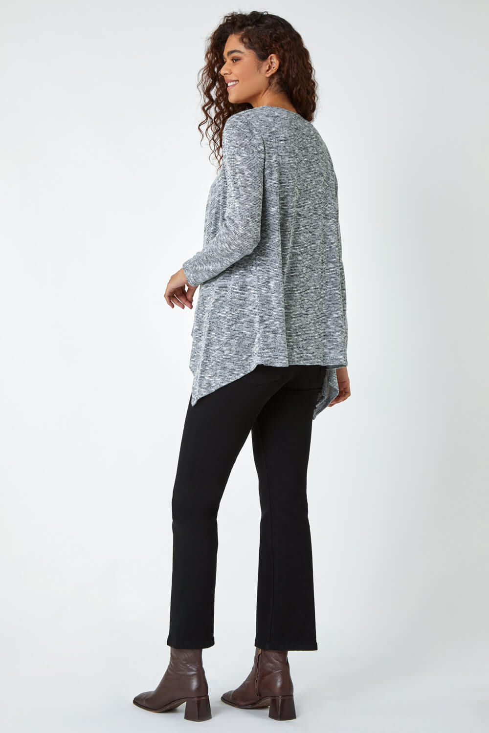Grey Soft Knit Cardigan & Top, Image 3 of 5