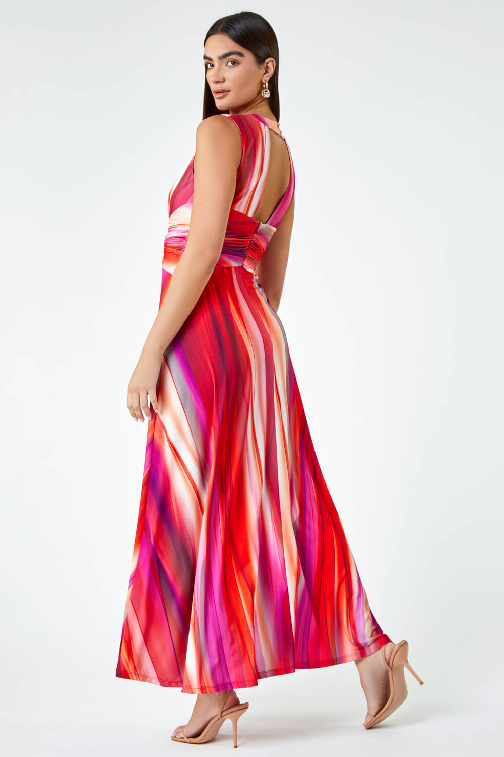 Fuchsia Ombre Buckle Detail Maxi Stretch Dress, Image 5 of 6