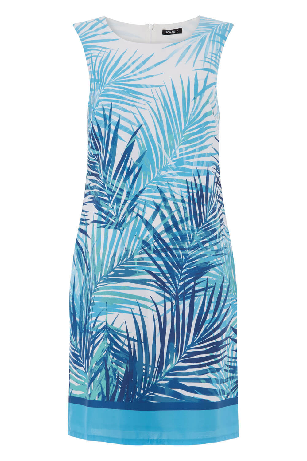 Turquoise Palm Print Shift Dress, Image 6 of 6