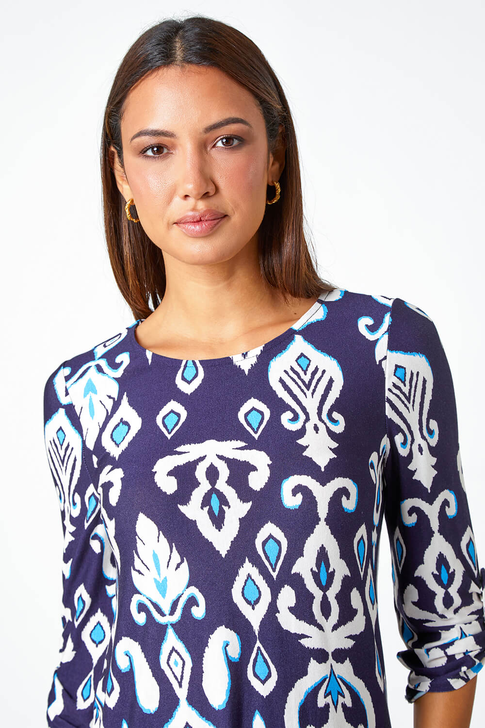Blue Border Print Stretch Jersey Top, Image 4 of 5