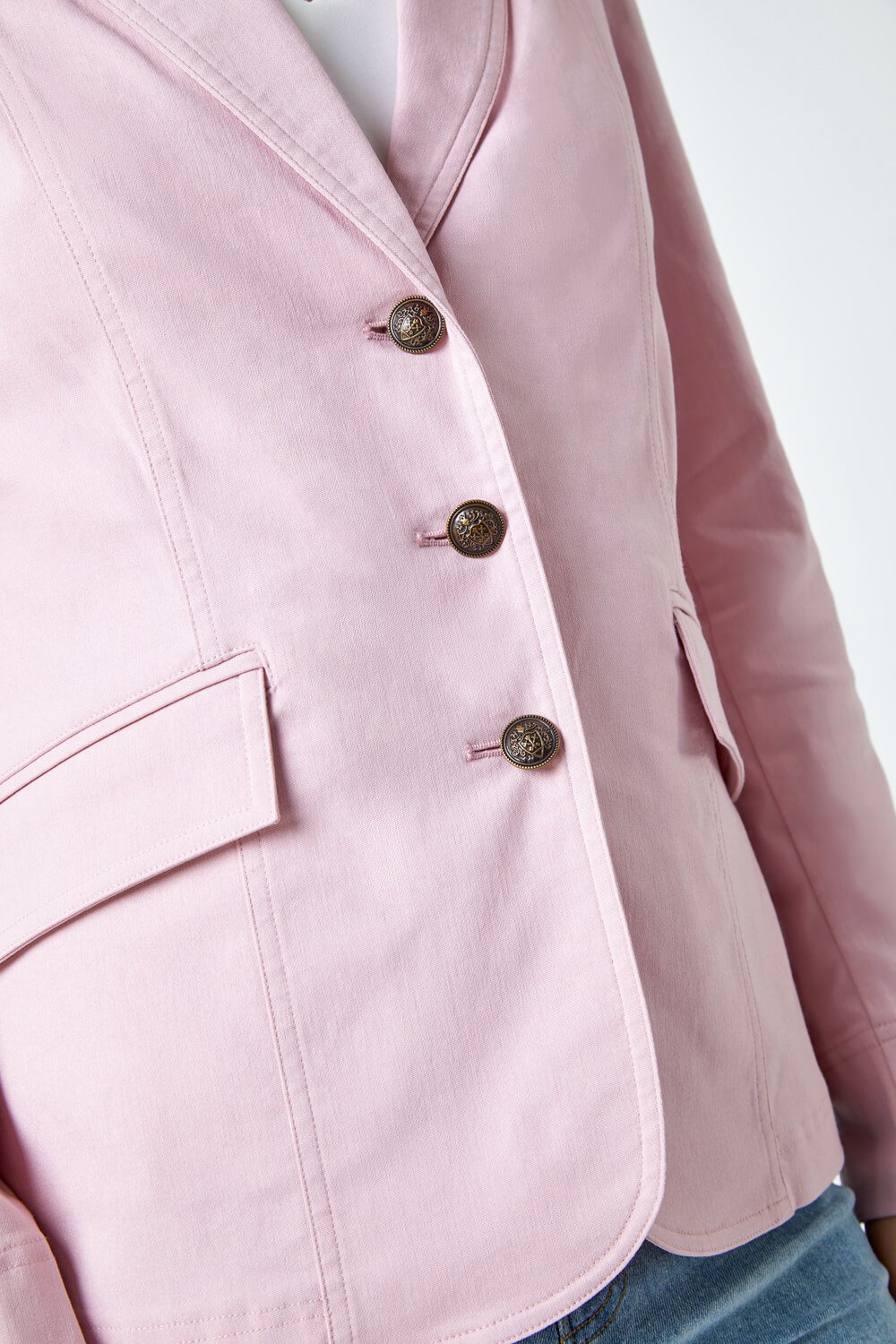 Light Pink Stretch Button Detail Blazer, Image 5 of 5