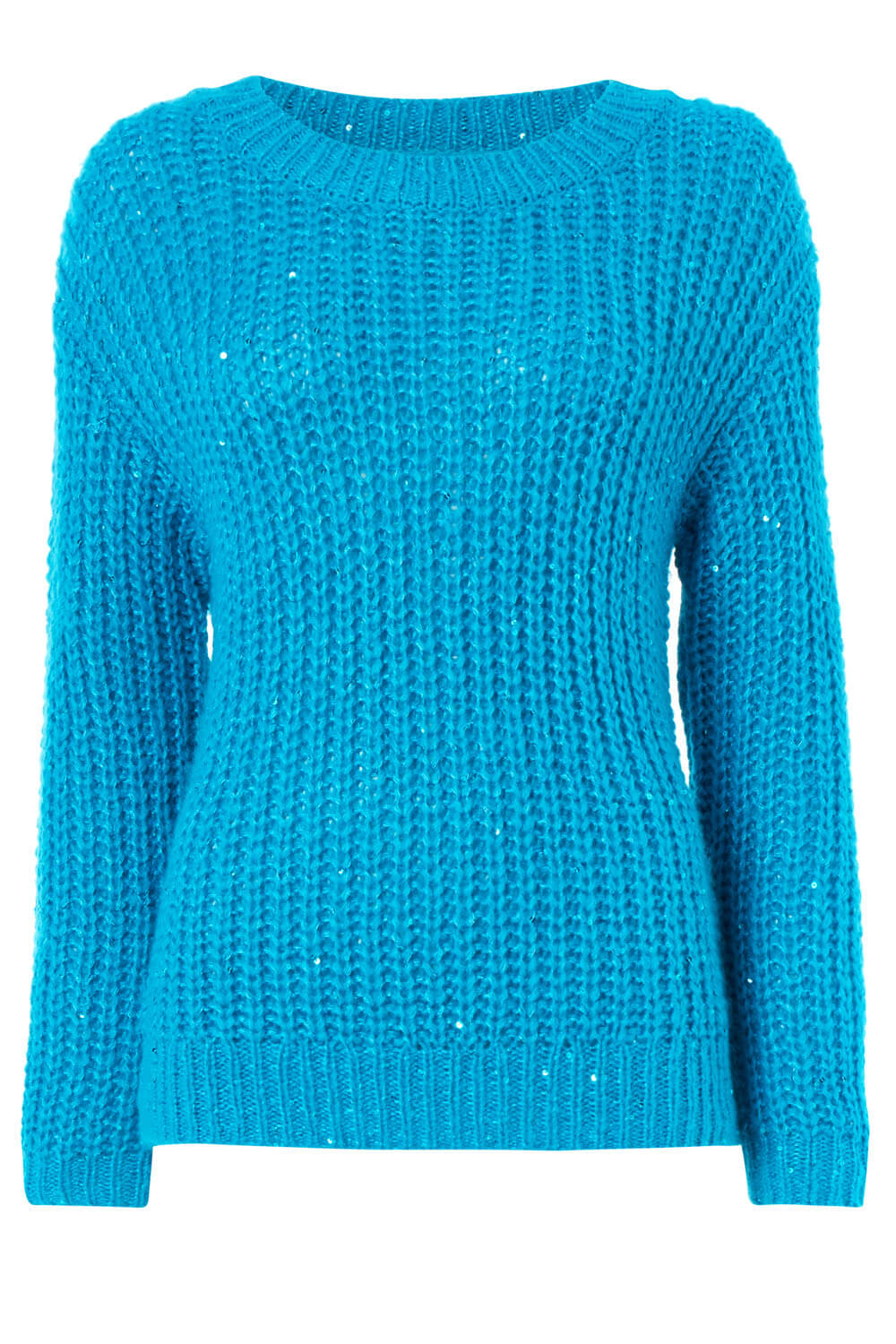 Turquoise Chunky Knit Sequin Jumper , Image 5 of 5