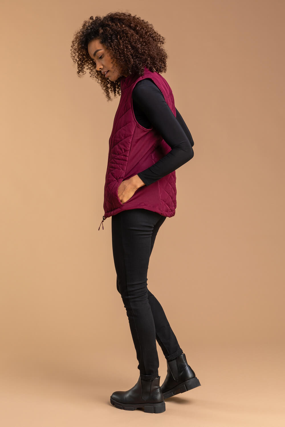 Bordeaux Quilted High Neck Gilet, Image 5 of 5