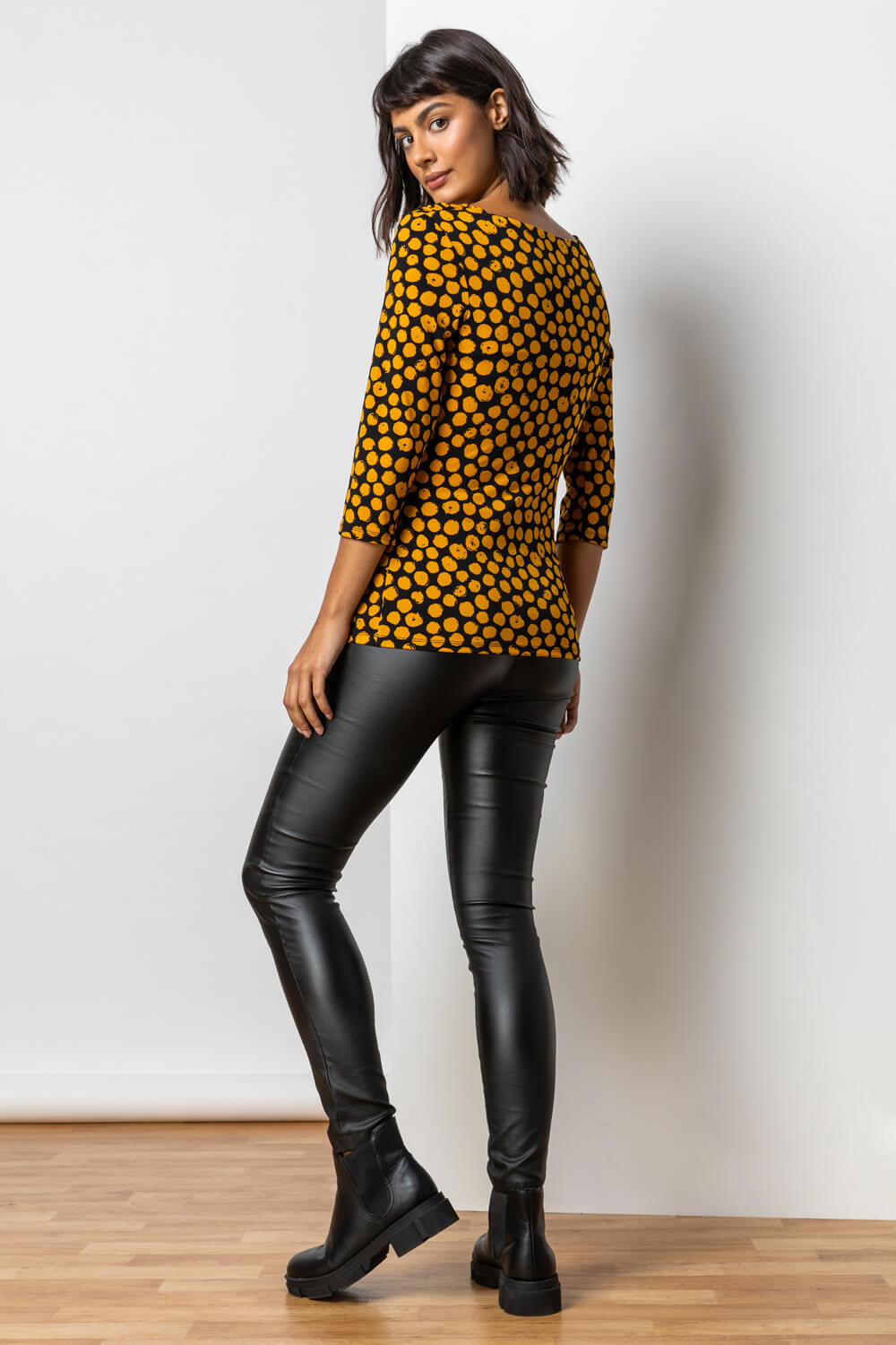 Amber Spot Print Cowl Neck Top, Image 2 of 5