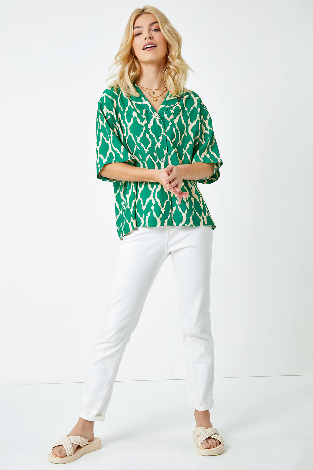 Green Relaxed Graphic Print Shirt, Image 4 of 5