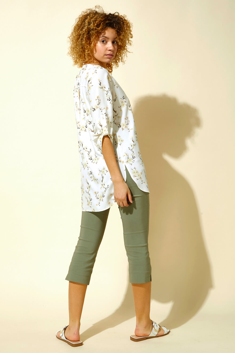 Multi  Floral Button Through Tunic Blouse, Image 3 of 4