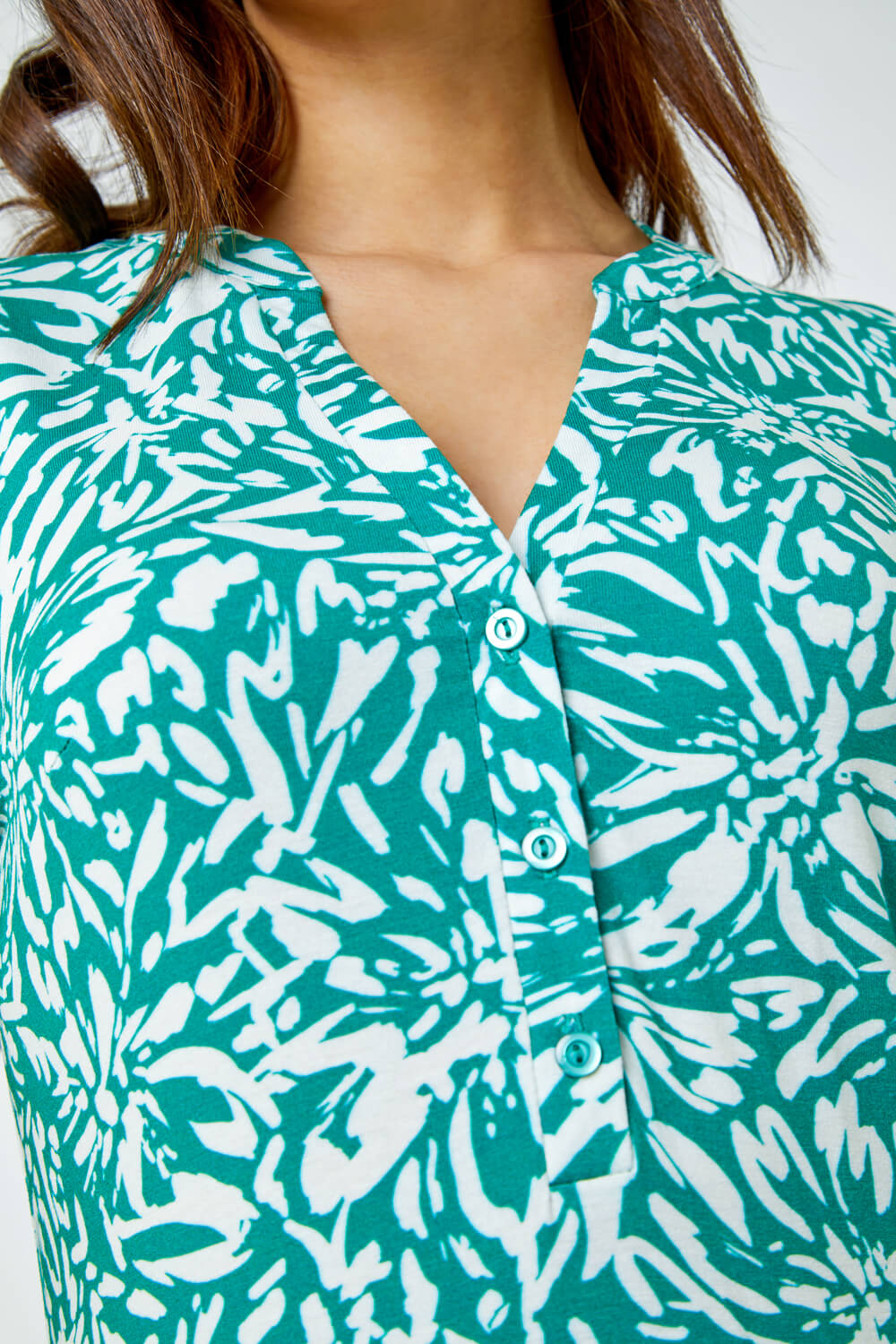 Green Abstract Floral Print Top, Image 5 of 5