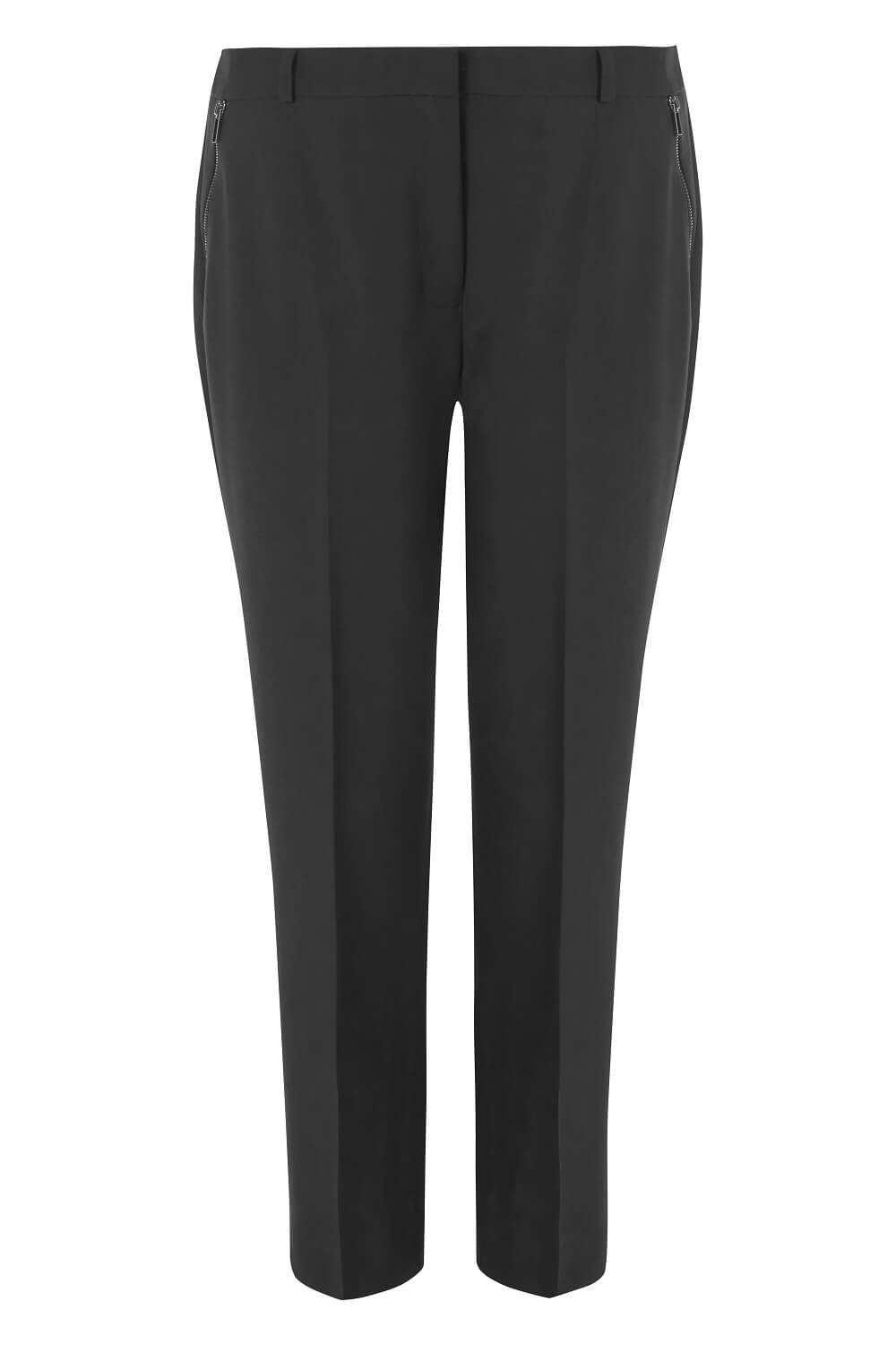 Black Straight Leg Zip Pocket Trousers, Image 4 of 4